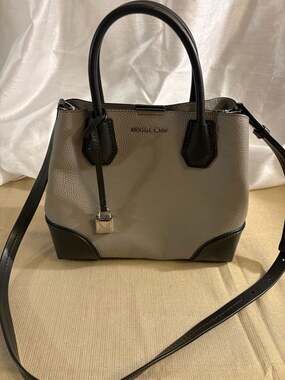 Michael Kors Mercer Gallery Small Color Block Pebbled Leather Satchel